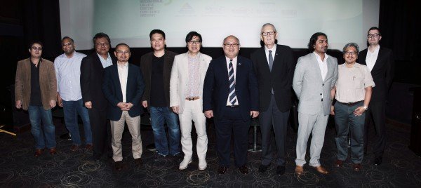 From left to right: Johan Ishak, CEO of MyCreative Ventures; Sdn Bhd, Sridhar Sreekakula CEO of Barking Cow Media Group, Kamil Othman, VP of Multimedia Development Corporation; Zainir Aminullah, CEO of Ideate Media; Leon Tan, Executive Director of DragonSlate Media; Yoki Chin, President of POSTAM; The Honourable Dato’ Mohamed Sharil Mohamed Tarmizi, Chairman of the Malaysian Communications and Multimedia Commission; Greg Coote, Executive Director of DragonSlate Media; Arvind Ethan David, Head of Production & Development of Ideate Media; Amirudin Abdul Aziz, Senior VP of Malaysia Venture Capital Management Berhad; Robert Lundberg, Head of Production & Development of DragonSlate Media
