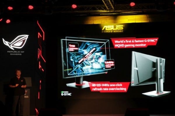 Hsu explaining the wonders of ASUS ROG's new monitor