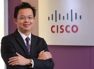 Albert Chai, Country Manager for Cisco Malaysia, introduces the connected bra, iTBRA.