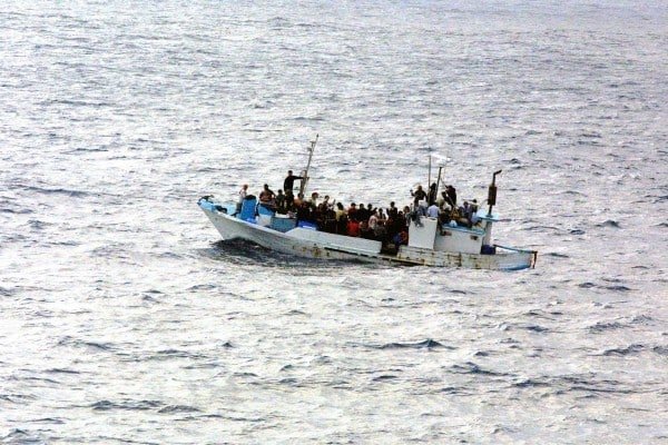 A distressed vessel discovered by the US Navy (USN) Oliver Hazard Perry Class Guided Missile Frigate USS RENTZ (FFG 46) 300 miles from shore with 90 people on board, including women and children. The RENTZ provided assistance and took the Ecuadorian citizens to Guatemala, from where they would be repatriated. (SUBSTANDARD)