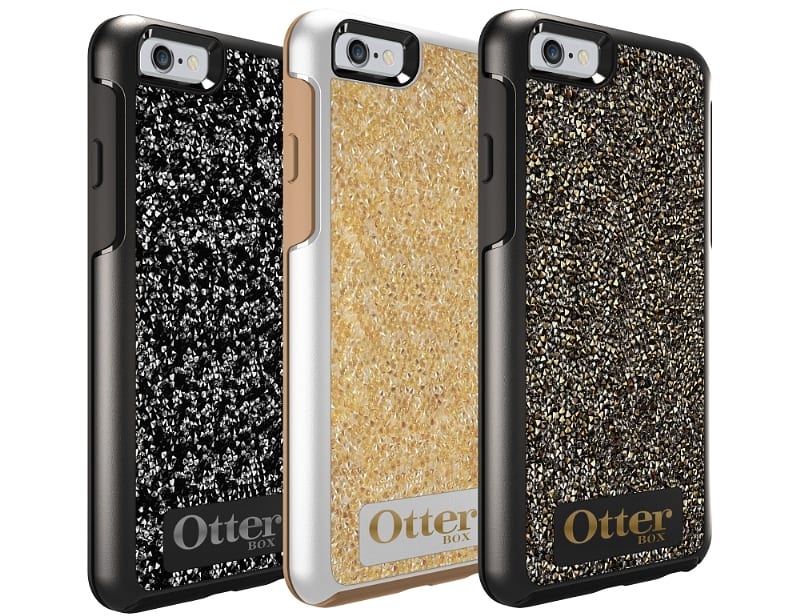 From the left, Symmetry Series Crystal Edition is available in Mystic Crystal, Gold Sand Crystal and Midnight Crystal. (PRNewsFoto/OtterBox)