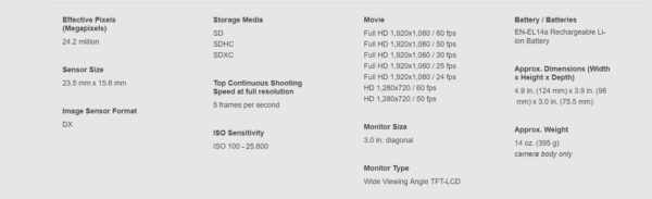 D3400specs