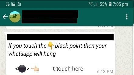 Tapping on the black dot will cause Android Phones to hang